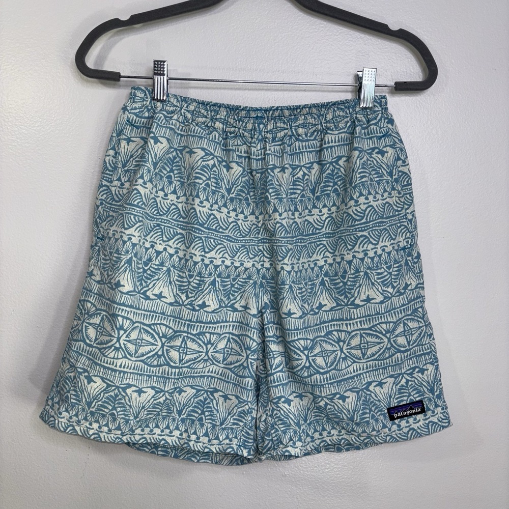 Patagonia Men Baggies Shorts Size Small Nylon Swim Lined Tropical Hawaiian Blue